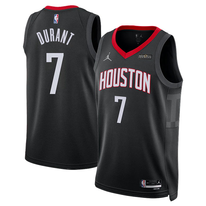 DUNK Sports High Quality Basketball Kevin Durant 7 Houston Rockets Statement Edition Fan Support Team Jersey – Black