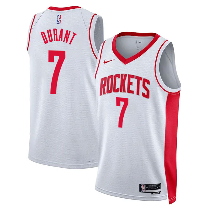 DUNK Sports High Quality Basketball Kevin Durant 7 Houston Rockets Association Edition Fan Support Team Jersey – White