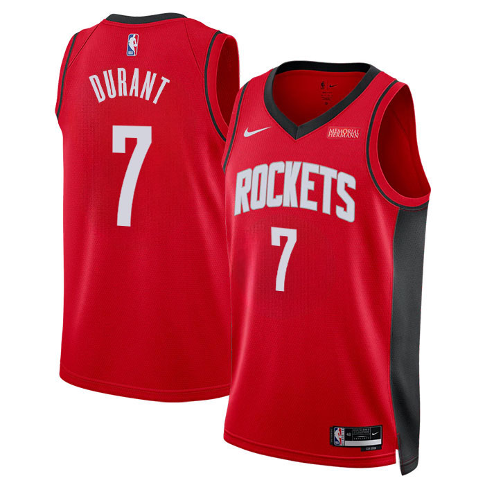 DUNK Sports High Quality Basketball Kevin Durant 7 Houston Rockets Icon Edition Fan Support Team Jersey – Red