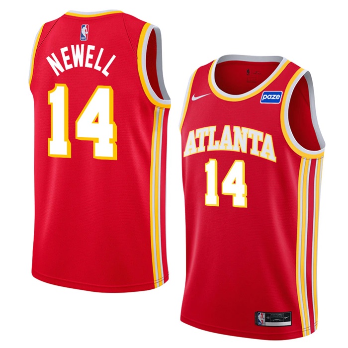 DUNK Sports High Quality Basketball Asa Newell #14 Atlanta Hawks Icon Edition Fan Support Team Jersey - Red