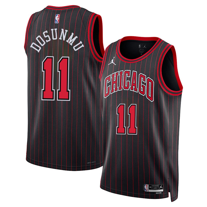 DUNK Sports High Quality Basketball Ayo Dosunmu #11 Chicago Bulls Statement Edition Fan Support Team Jersey - Black