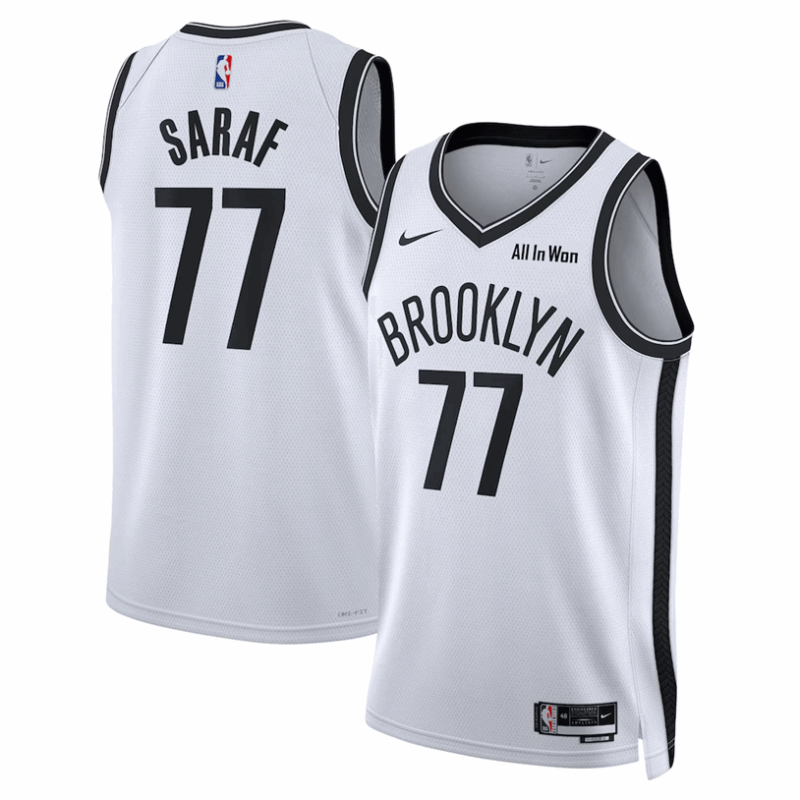 DUNK Sports High Quality Basketball Ben Saraf #77 Brooklyn Nets Association Edition Fan Support Team Jersey - White