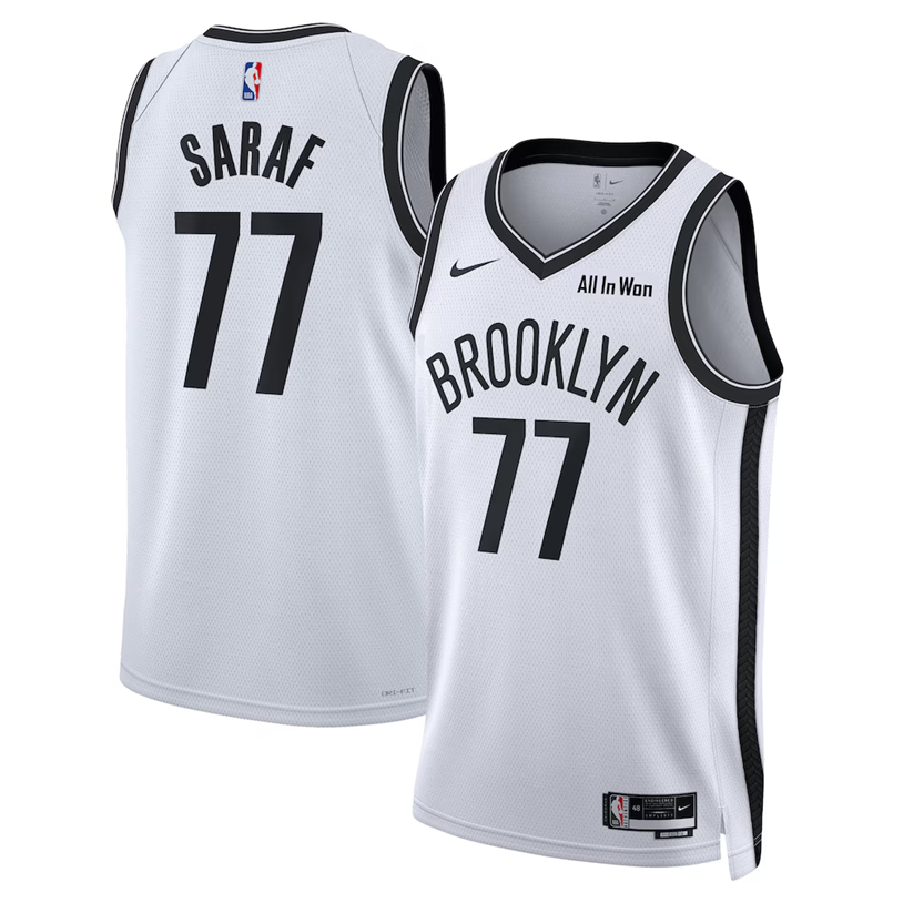 Basketball Ben Saraf #77 Brooklyn Nets Association Edition Fan Support Team Jersey - White