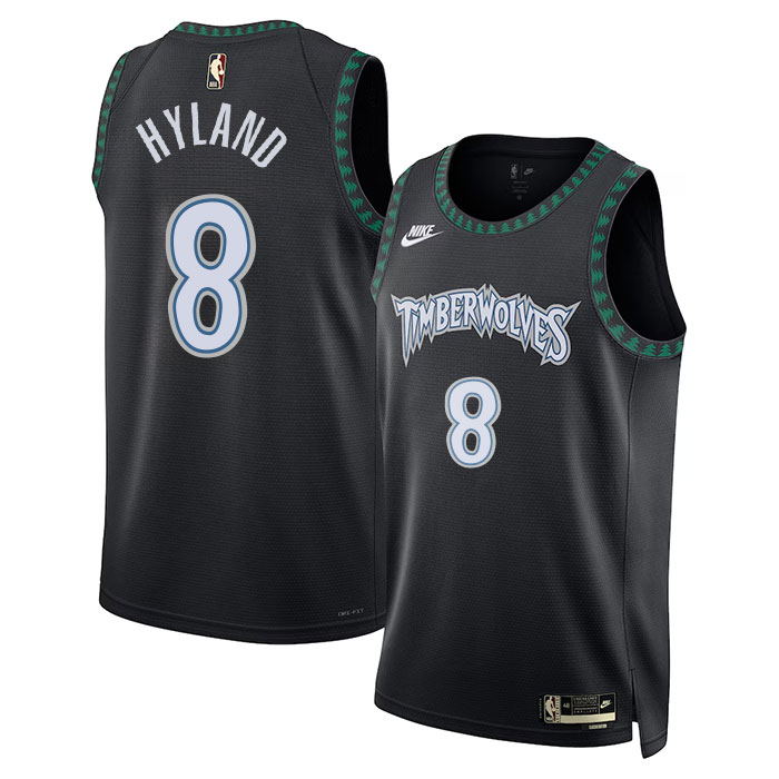 DUNK Sports High Quality Basketball Bones Hyland #8 Minnesota Timberwolves Statement Edition Fan Support Team Jersey - Black