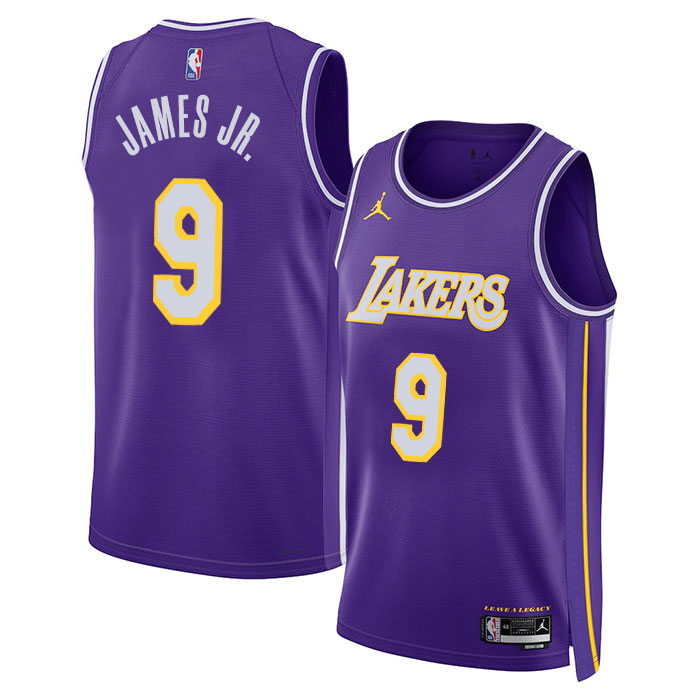 DUNK Sports High Quality Basketball Bronny James Jr. #9 Los Angeles Lakers Statement Edition Fan Support Team Jersey - Purple
