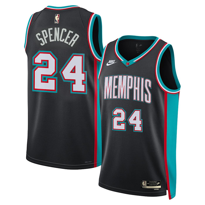 DUNK Sports High Quality Basketball Cam Spencer #24 Memphis Grizzlies Classic Edition Fan Support Team Jersey - Black