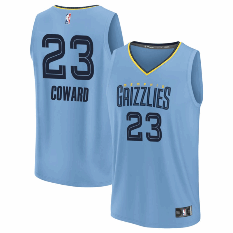 DUNK Sports High Quality Basketball Cedric Coward #23 Memphis Grizzlies Statement Edition Fan Support Team Jersey - Light Blue