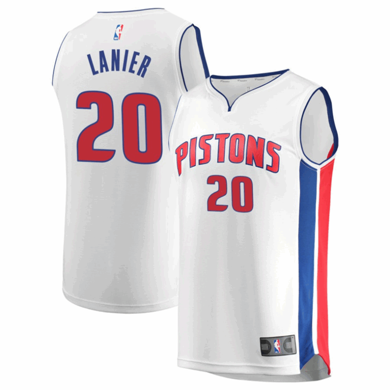 DUNK Sports High Quality Basketball Chaz Lanier #20 Detroit Pistons Association Edition Fan Support Team Jersey - White