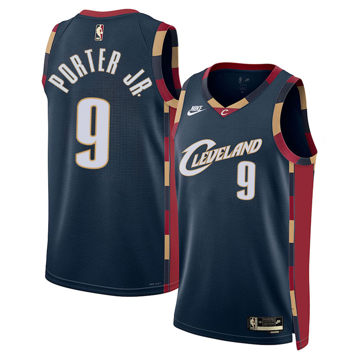 DUNK Sports High Quality Basketball Craig Porter Jr. #9 Cleveland Cavaliers Classic Edition Fan Support Team Jersey - Navy