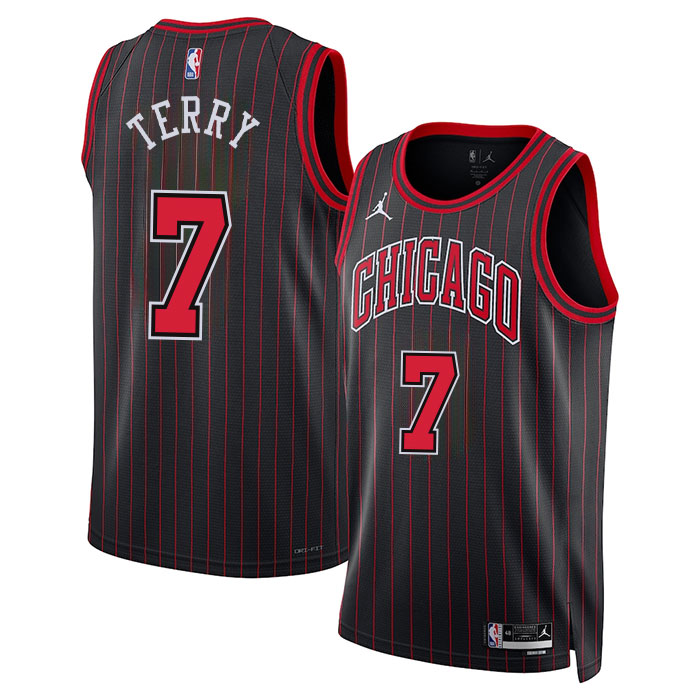DUNK Sports High Quality Basketball Dalen Terry #7 Chicago Bulls Statement Edition Fan Support Team Jersey - Black