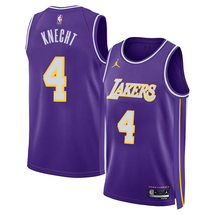 DUNK Sports High Quality Basketball Dalton Knecht #4 Los Angeles Lakers Statement Edition Fan Support Team Jersey - Purple