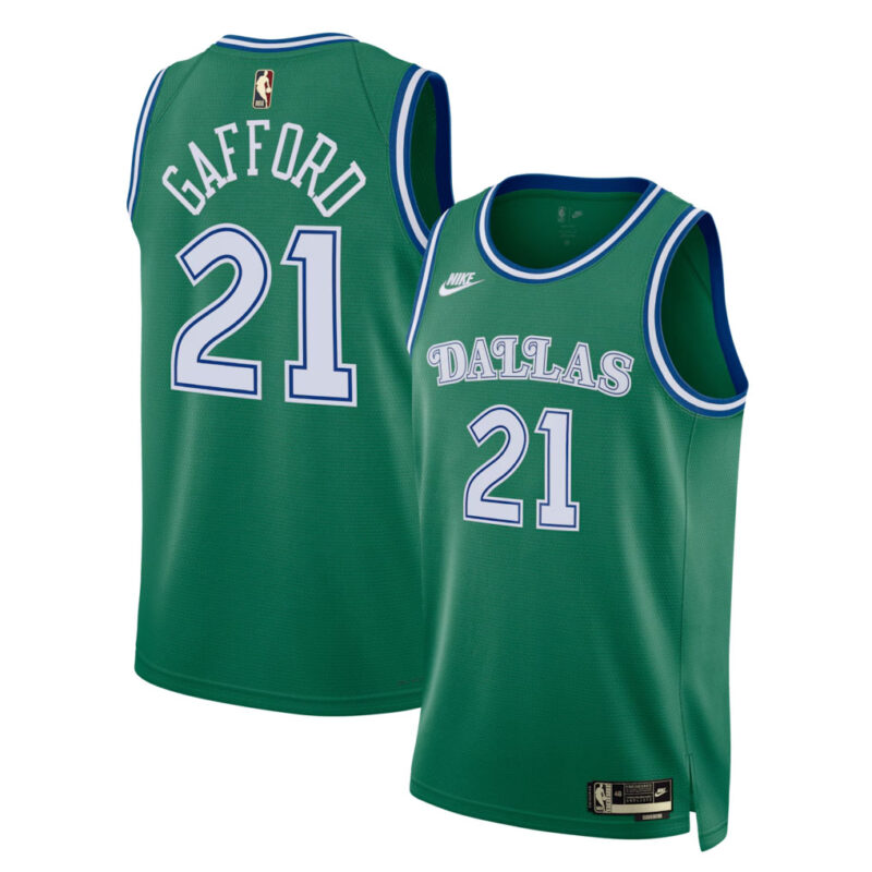 DUNK Sports High Quality Basketball Daniel Gafford #21 Dallas Mavericks Classic Edition Fan Support Team Jersey - Green
