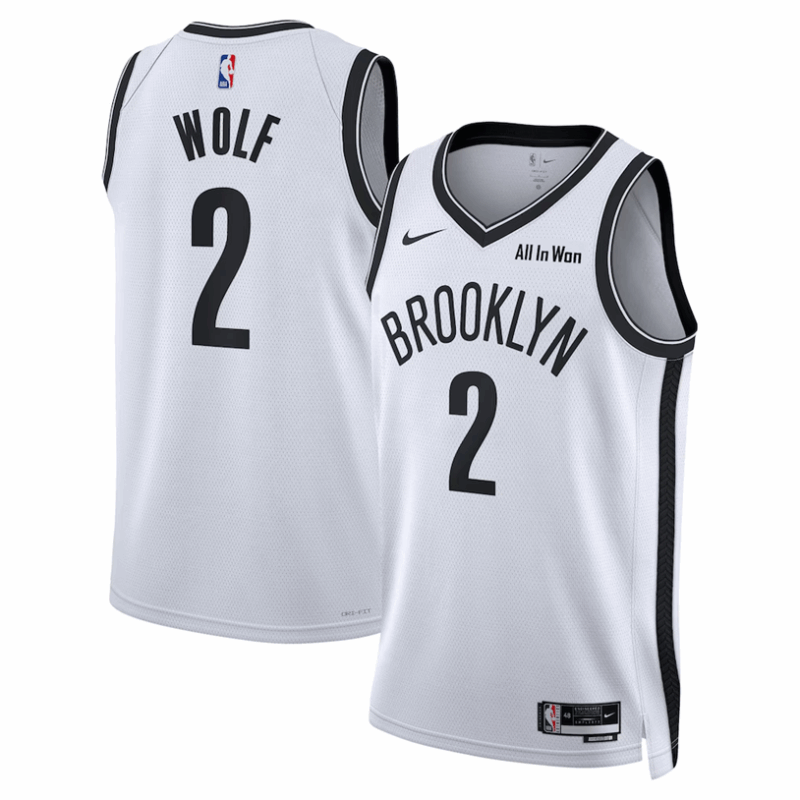 DUNK Sports High Quality Basketball Daniel Wolf #2 Brooklyn Nets Association Edition Fan Support Team Jersey - White