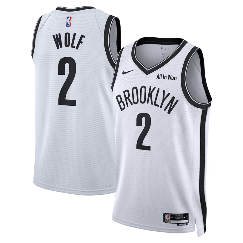 Basketball Daniel Wolf #2 Brooklyn Nets Association Edition Fan Support Team Jersey - White