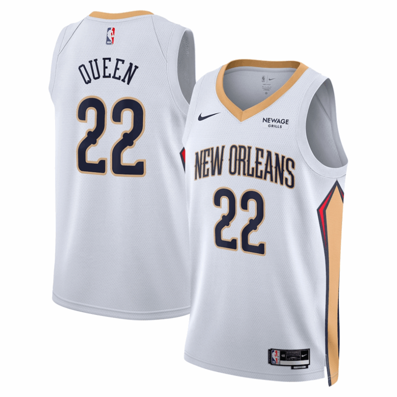 DUNK Sports High Quality Basketball Derik Queen #22 New Orleans Pelicans Association Edition Fan Support Team Jersey - White