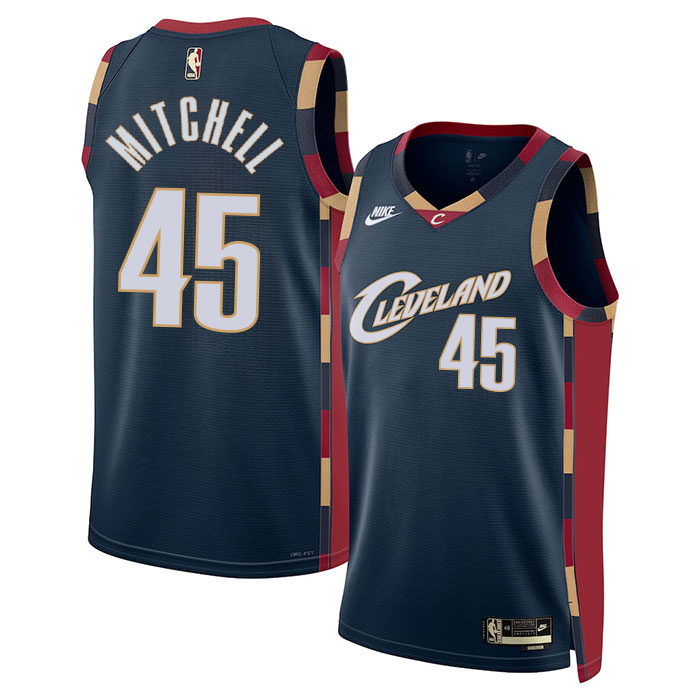 DUNK Sports High Quality Basketball Donovan Mitchell #45 Cleveland Cavaliers Classic Edition Fan Support Team Jersey - Navy