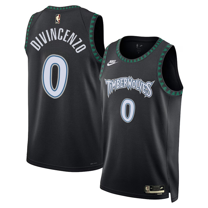 DUNK Sports High Quality Basketball Donte DiVincenzo #0 Minnesota Timberwolves Statement Edition Fan Support Team Jersey - Black