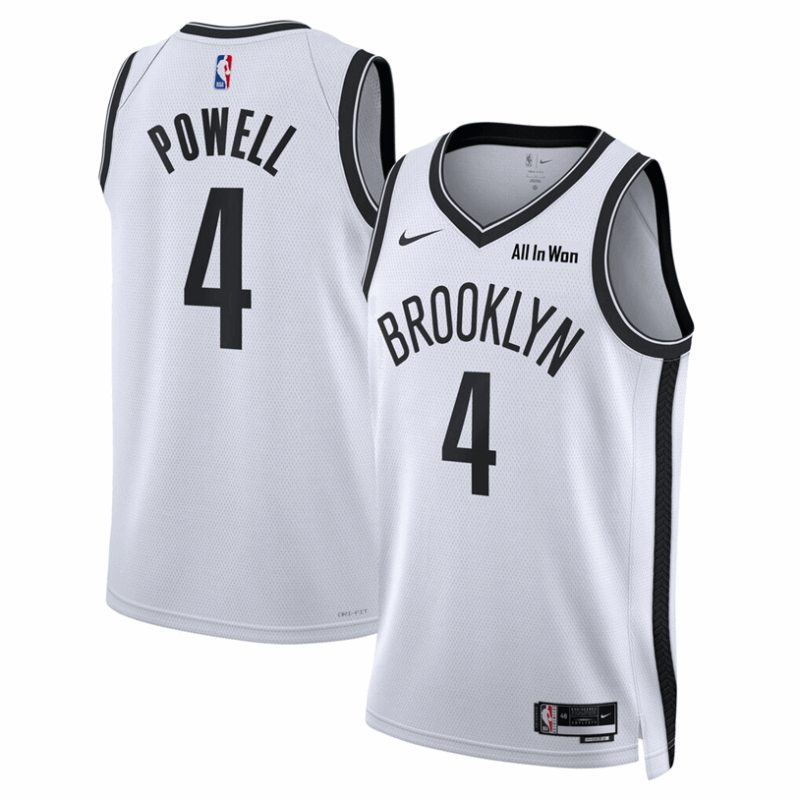 DUNK Sports High Quality Basketball Drake Powell #4 Brooklyn Nets Association Edition Fan Support Team Jersey - White