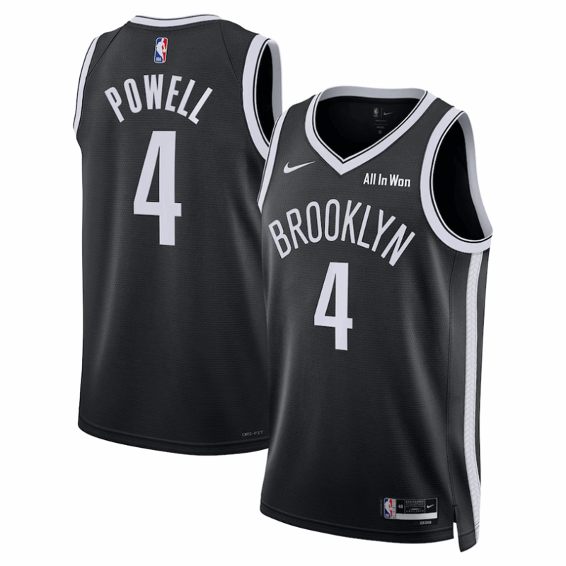 DUNK Sports High Quality Basketball Drake Powell #4 Brooklyn Nets Icon Edition Fan Support Team Jersey - Black
