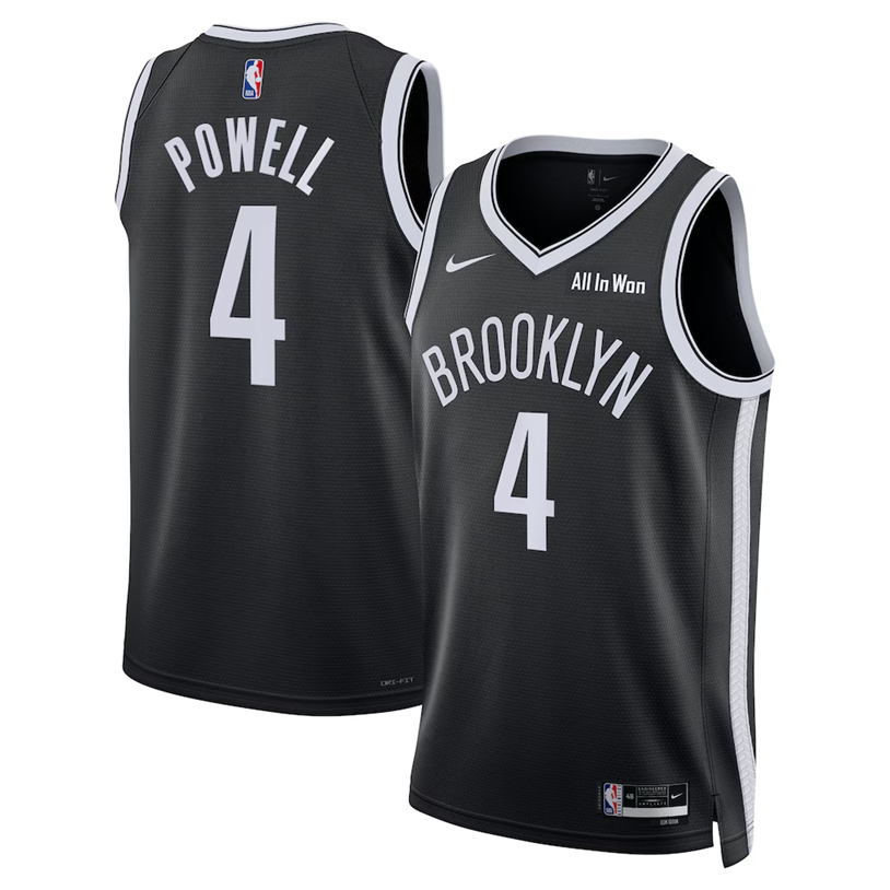 Basketball Drake Powell #4 Brooklyn Nets Icon Edition Fan Support Team Jersey - Black
