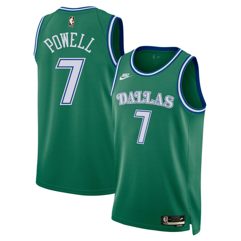 DUNK Sports High Quality Basketball Dwight Powell #7 Dallas Mavericks Classic Edition Fan Support Team Jersey - Green