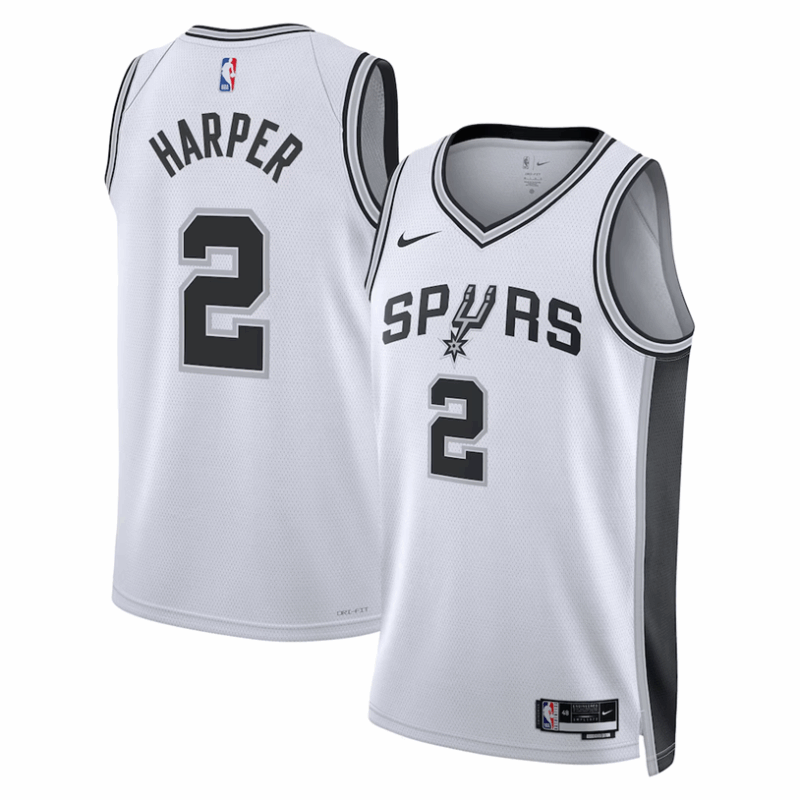 DUNK Sports High Quality Basketball Dylan Harper #2 San Antonio Spurs Association Edition Fan Support Team Jersey - White