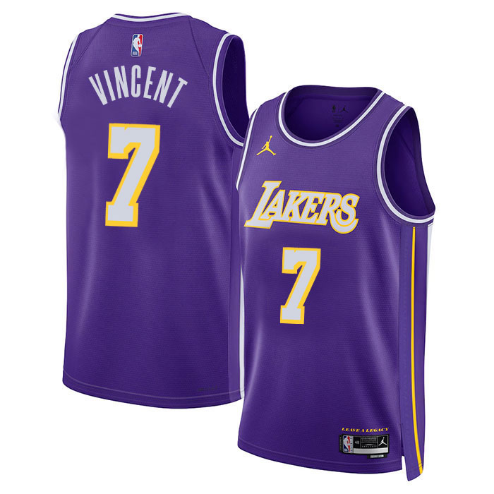 DUNK Sports High Quality Basketball Gabe Vincent #7 Los Angeles Lakers Statement Edition Fan Support Team Jersey - Purple