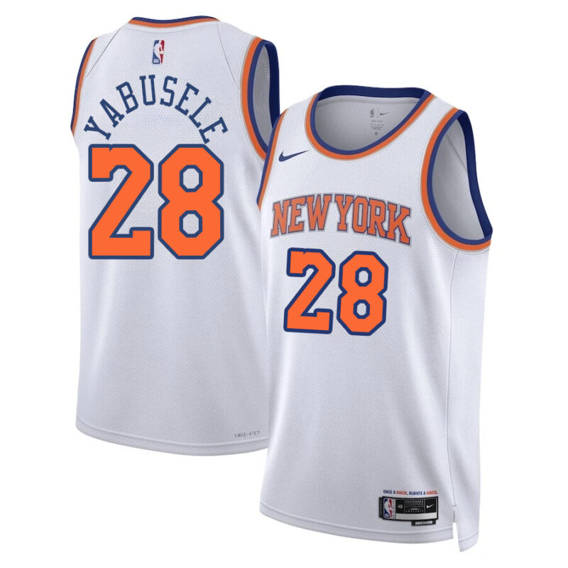 DUNK Sports High Quality Basketball Guerschon Yabusele #28 New York Knicks Association Edition Fan Support Team Jersey - White