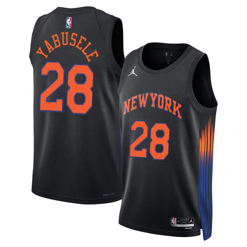 DUNK Sports High Quality Basketball Guerschon Yabusele #28 New York Knicks Statement Edition Fan Support Team Jersey - Black