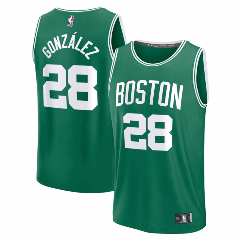 DUNK Sports High Quality Basketball Hugo Gonzalez #28 Boston Celtics Icon Edition Fan Support Team Jersey - Green