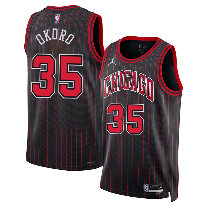 DUNK Sports High Quality Basketball Isaac Okoro #35 Chicago Bulls Statement Edition Fan Support Team Jersey - Black