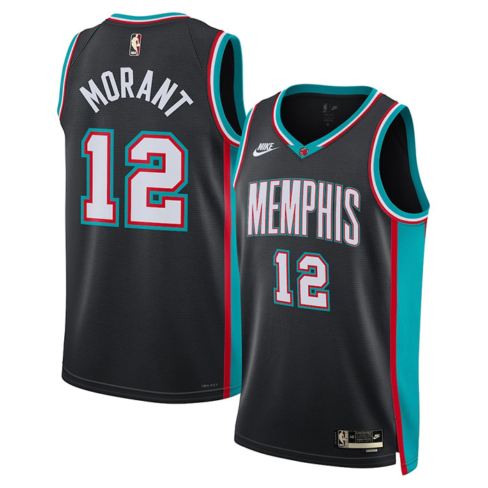 DUNK Sports High Quality Basketball Ja Morant #12 Memphis Grizzlies Classic Edition Fan Support Team Jersey - Black