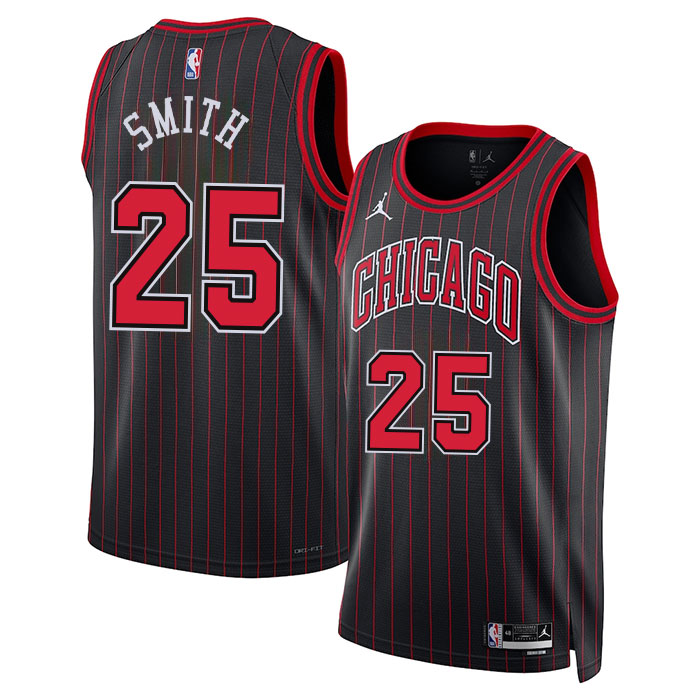 DUNK Sports High Quality Basketball Jalen Smith #25 Chicago Bulls Statement Edition Fan Support Team Jersey - Black