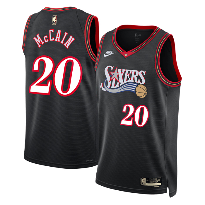 DUNK Sports High Quality Basketball Jared McCain #20 Philadelphia 76ers Classic Edition Fan Support Team Jersey - Black