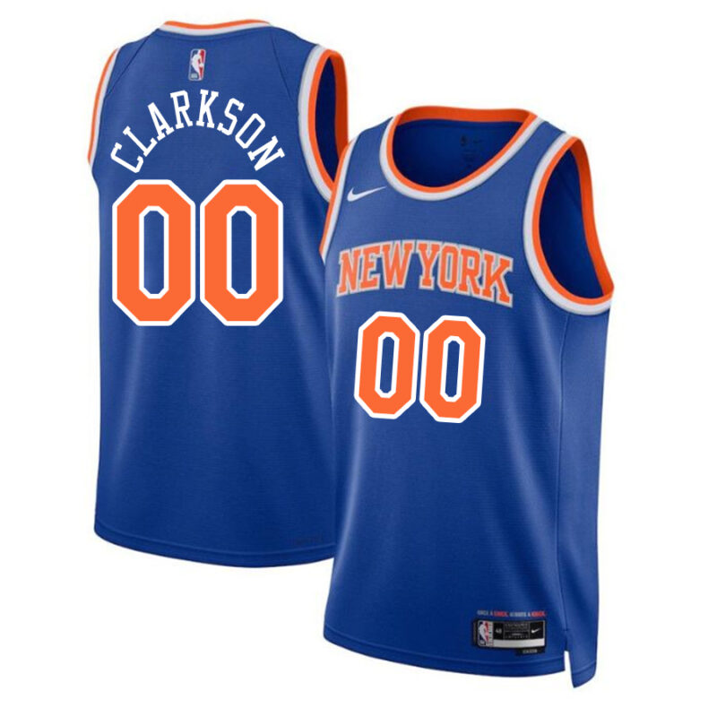 DUNK Sports High Quality Basketball Jordan Clarkson #00 New York Knicks Icon Edition Fan Support Team Jersey - Blue