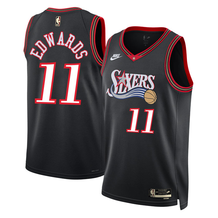 DUNK Sports High Quality Basketball Justin Edwards #11 Philadelphia 76ers Classic Edition Fan Support Team Jersey - Black