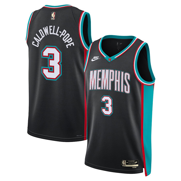 DUNK Sports High Quality Basketball Kentavious Caldwell-Pope #3 Memphis Grizzlies Classic Edition Fan Support Team Jersey - Black