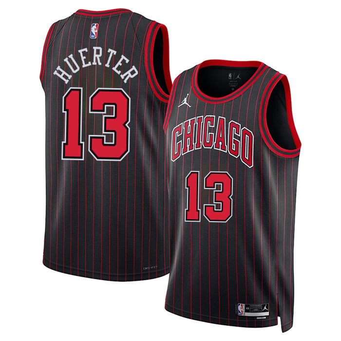 DUNK Sports High Quality Basketball Kevin Huerter #13 Chicago Bulls Statement Edition Fan Support Team Jersey - Black