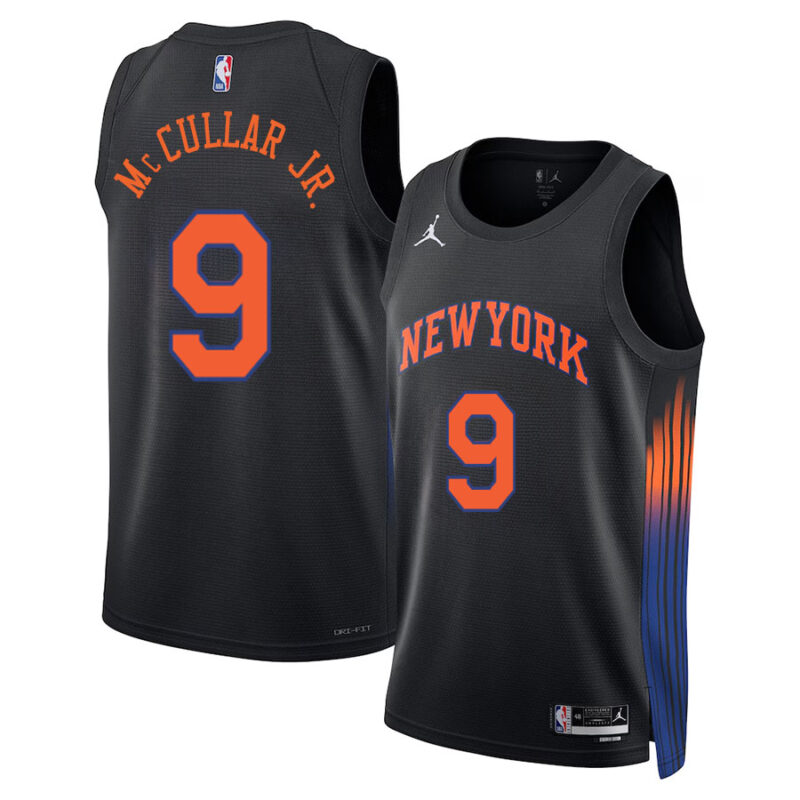 DUNK Sports High Quality Basketball Kevin McCullar Jr. #91 New York Knicks Statement Edition Fan Support Team Jersey - Black