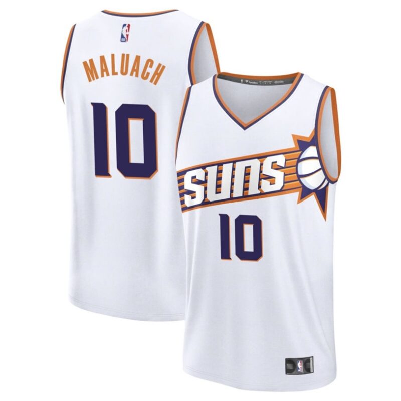 DUNK Sports High Quality Basketball Khaman Maluach #10 Phoenix Suns Association Edition Fan Support Team Jersey - White