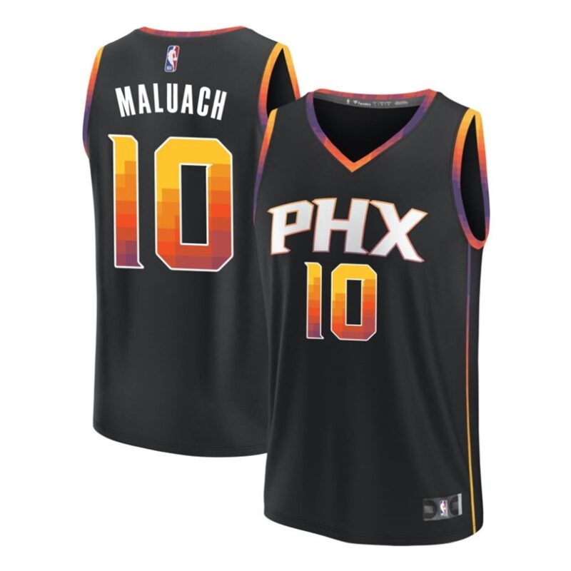 DUNK Sports High Quality Basketball Khaman Maluach #10 Phoenix Suns Statement Edition Fan Support Team Jersey - Black