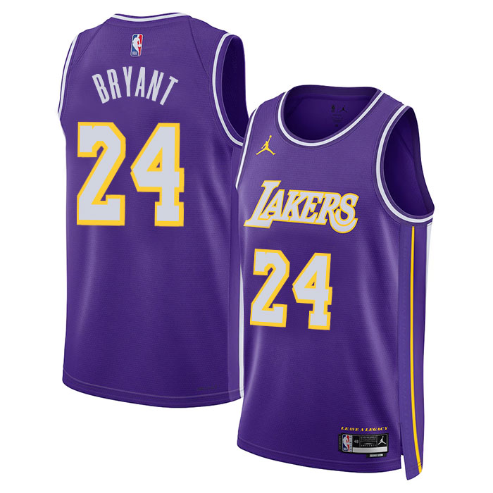 DUNK Sports High Quality Basketball Kobe Bryant #24 Los Angeles Lakers Statement Edition Fan Support Team Jersey - Purple