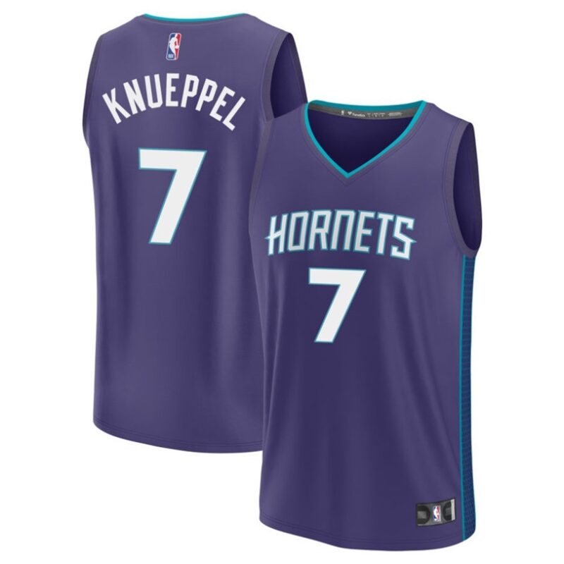 DUNK Sports High Quality Basketball Kon Knueppel #7 Charlotte Hornets Statement Edition Fan Support Team Jersey - Purple