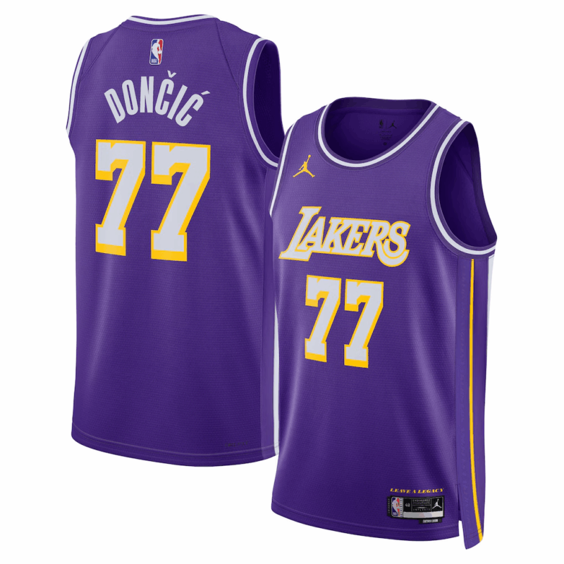 DUNK Sports High Quality Basketball Luka Doncic #77 Los Angeles Lakers Statement Edition Fan Support Team Jersey - Purple