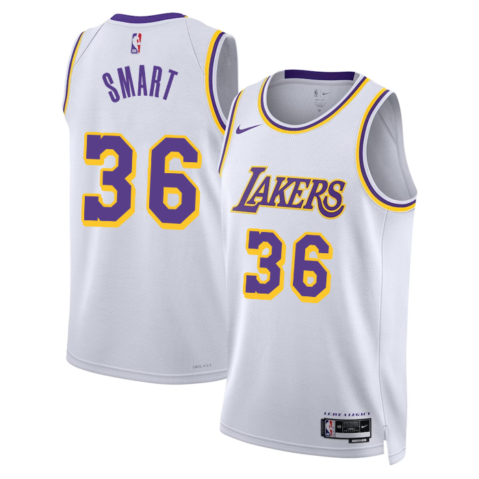 DUNK Sports High Quality Basketball Marcus Smart #36 Los Angeles Lakers Association Edition Fan Support Team Jersey - White
