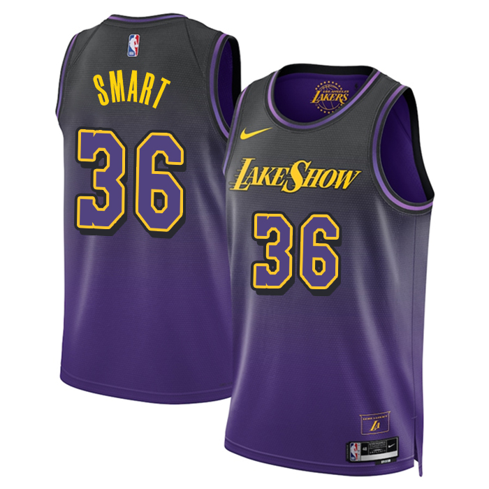DUNK Sports High Quality Basketball Marcus Smart #36 Los Angeles Lakers City Edition Fan Support Team Jersey - Purple