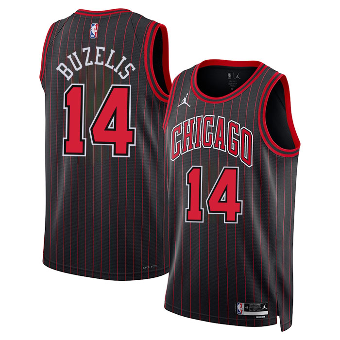 DUNK Sports High Quality Basketball Matas Buzelis #14 Chicago Bulls Statement Edition Fan Support Team Jersey - Black