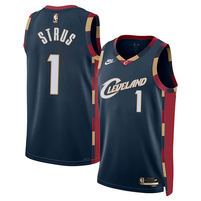 DUNK Sports High Quality Basketball Max Strus #1 Cleveland Cavaliers Classic Edition Fan Support Team Jersey - Navy