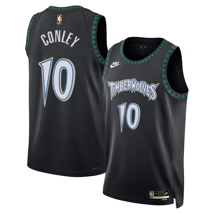 DUNK Sports High Quality Basketball Mike Conley #10 Minnesota Timberwolves Statement Edition Fan Support Team Jersey - Black