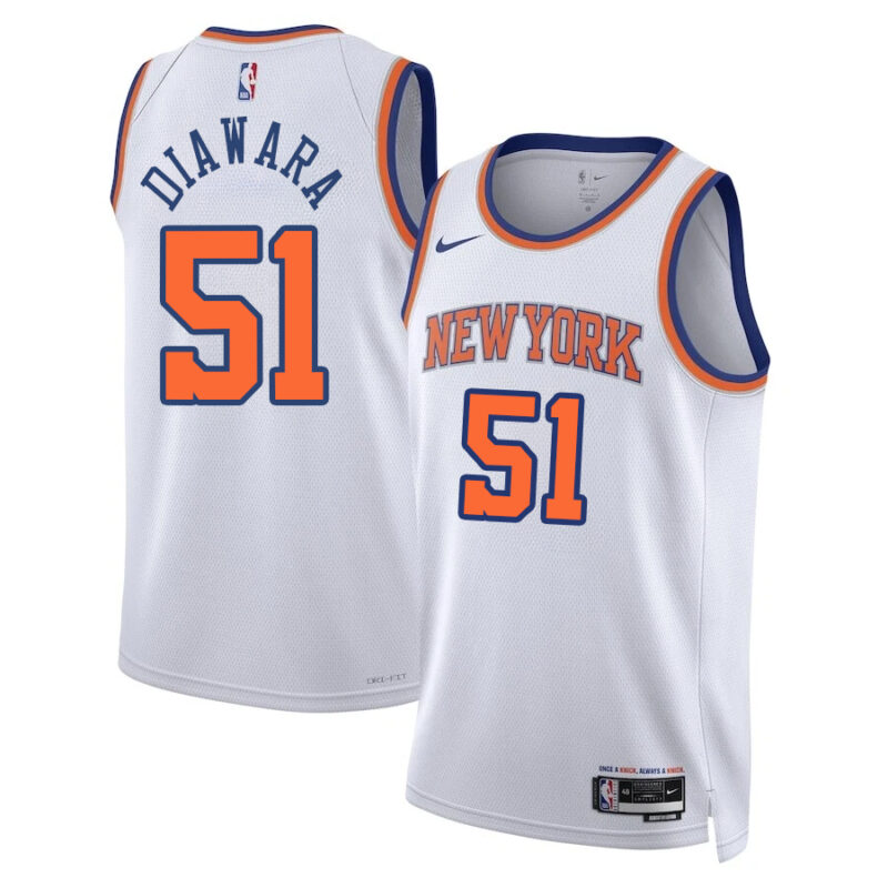 DUNK Sports High Quality Basketball Mohamed Diawara #51 New York Knicks Association Edition Fan Support Team Jersey - White